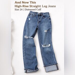 High-Rise Straight Leg Jeans - Blue